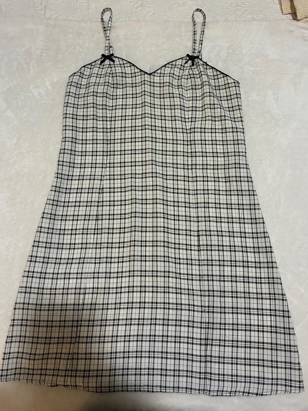 Talbots Black & White Plaid Spaghetti Strap Slip Dress